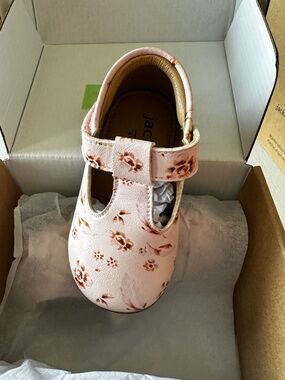 Jack & Lily Flora Pink Floral T-Strap Baby Shoes 6-12M NIB